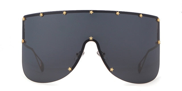 Women Over-sized  Mirror Coating Visor Mask Sunglasses