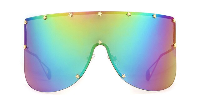 Women Over-sized  Mirror Coating Visor Mask Sunglasses