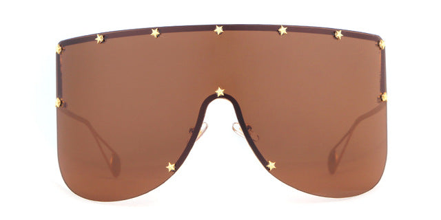 Women Over-sized  Mirror Coating Visor Mask Sunglasses