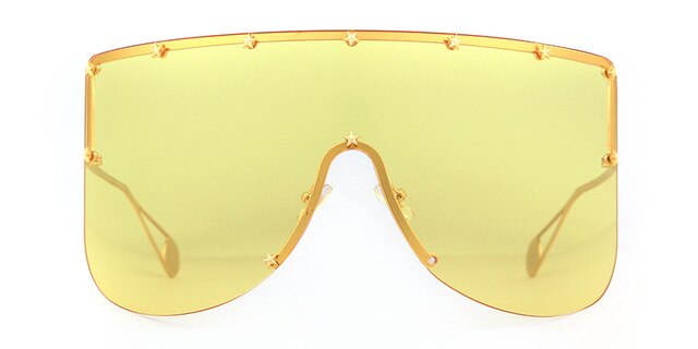 Women Over-sized  Mirror Coating Visor Mask Sunglasses